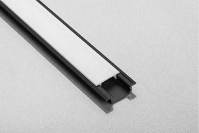 Set profil LED incastrat Glax GTV, din aluminiu, negru mat, cu guler lateral si dispersor alb mat, 2 m Aluminiu, L:2000 mm; l:22 mm; H:6.2 mm, Glax,