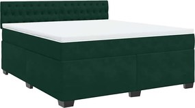 vidaXL Pat box spring cu saltea, verde închis, 180x200 cm, catifea