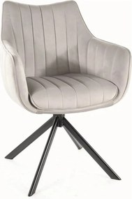 Scaun living rotativ AZALIA, gri deschis/negru, stofa catifelata/metal