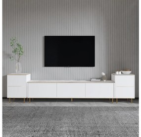 Mobilier living Mamene 3 (marmură deschis + auriu) . 1095702