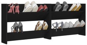 Pantofare de perete, 2 buc., negru, 80x18x60 cm, PAL 2, Negru, 80 x 18 x 60 cm, 1, 80 x 18 x 60 cm