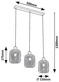 Lustra suspendata cu 3 pendule design industrial Grendel negru