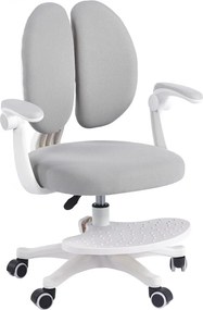 Scaun ergonomic pentru copii, spatar reglabil, suport picioare reglabil, rotativ, Gri