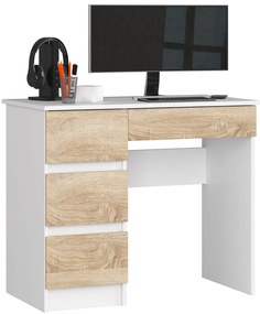 Masă PC Benicio II (Alb + stejar sonoma) (S). 1069631