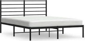 vidaXL Cadru de pat metalic cu tăblie, negru, 135x190 cm