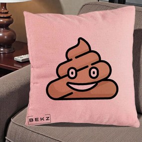 Perna Decorativa Emoji Poop Funny, 40x40 cm, Roz, Husa Detasabila, Perna Inclusa, BEKZ®
