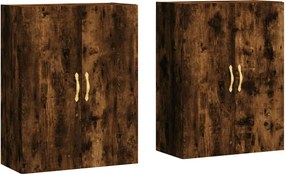 vidaXL Dulapuri montate pe perete, 2 buc, stejar afumat, 69,5x34x90 cm