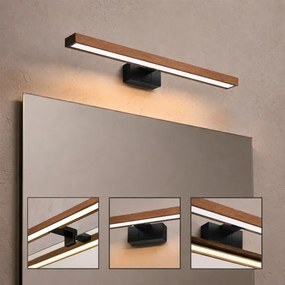 Brilagi-LED Lumină pentru oglindă de baie WOODY MIRROR 3 în 1 LED/12W/230V 60 cm IP44 negru/stejar