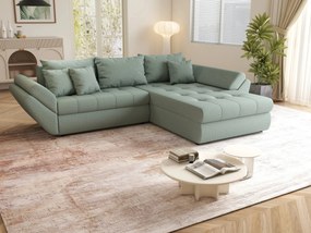 Colțar extensibil dumonde cu ladă de depozitare si sezut confortabil din spuma high-density, Loana Enjoy Mint II 270x185 cm