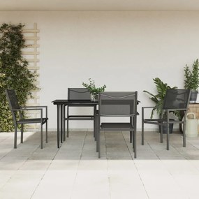 vidaXL Set mobilier de grădină, 5 piese, negru, oțel și textilenă