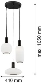 Lustră pe cablu Argon 6323 SAGUNTO PLUS 3xE27/15W/230V