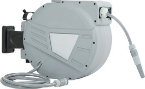 Outsunny Suport Furtun pentru Perete 30+2 m x Ø 15mm, Tambur Retractabil Automat Pivotant la 180°, Gri | Aosom Romania