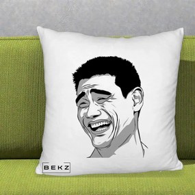 Perna Decorativa Yao Ming Meme, 40x40 cm, Alb Pufos, Husa Detasabila, Perna Inclusa, BEKZ®