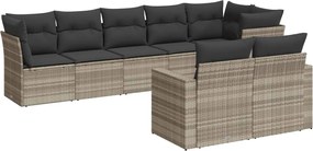 vidaXL Set mobilier de grădină cu perne, 8 piese gri deschis poliratan