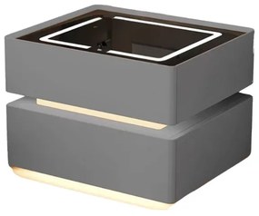 Noptieră inteligentă cu &icirc;ncărcare wireless, iluminare LED, 2 sertare de depozitare &ndash; gri antracit, design modern din sticlă și lemn
