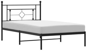 374335 vidaXL Cadru de pat din metal cu tăblie, negru, 107x203 cm