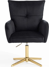 HR250CROSS Scaun Catifea Neagră Bază Aurie