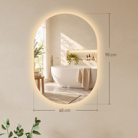 HOMCOM Oglindă de Baie cu LED 60x90 cm, Fără Ramă, 3 Culori Reglabile | Aosom Romania