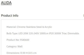 Aplica LED ambientala design modern ALIDA 30cm, 3000K NVL-9580601