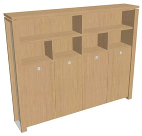 Dulap înalt pentru haine Verno+ S 260 x 46 x 210 cm, cu rafturi, stejar deschis / vanilie