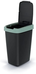 Coș de gunoi cu capac colorat, 12 l, verde/negru