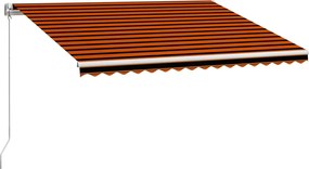 vidaXL Copertină retractabilă manual, portocaliu & maro, 450 x 300 cm
