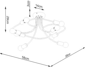 Lustră pe tijă Sollux SL.1457 LEVAR 8xE27/15W/230V negru