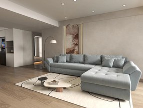 Colțar extensibil dumonde cu ladă de depozitare si sezut confortabil din spuma high-density, Loana XL Zoom Grey II 335x185 cm