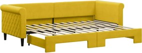 vidaXL Pat de zi cu extensie, galben, 80x200 cm, catifea