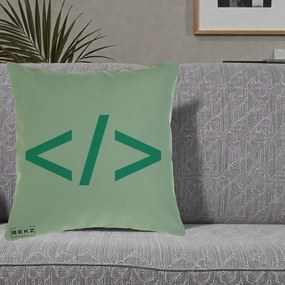 Perna Personalizata Cod HTML Turcoaz, 40x40 cm, Verde, Husa Detasabila, Perna Inclusa, BEKZ®