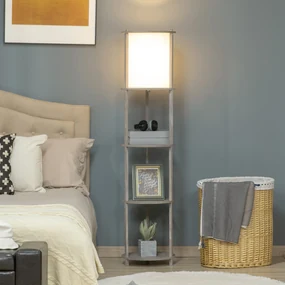 Lampa de podea cu rafturi, lampa de lectura moderna cu comutator de picior, baza E27 HOMCOM | Aosom RO