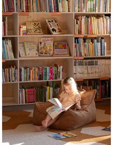 Fotoliu puf pentru copii maro cu tapițerie din catifea reiată Chair – Wigiwama