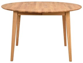 Masă de dining natural rotundă extensibilă din lemn masiv de stejar ø 120 cm Filippa – Rowico