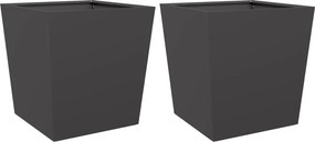 vidaXL Jardiniere grădină, 2 buc., negru, 50x50x50 cm, oțel