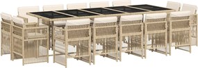 vidaXL Set mobilier de grădină cu perne, 15 piese, bej, poliratan