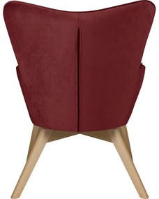 Fotoliu cu taburet roșu cu tapițerie din catifea Niko – Ropez