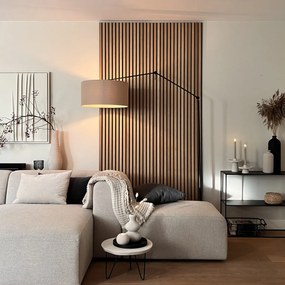 Lampă de podea neagră cu abajur maro deschis 50 cm reglabil - Editor