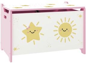 AIYAPLAY Cutie pentru Jucării cu Capac, Balama de Siguranță și Mânere Groove, Organizator pentru Depozitarea Jucăriilor pentru Copii, Camera de Zi, Sala de Joacă, Roz | Aosom Romania