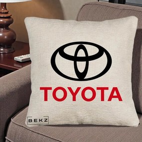 Perna Personalizata cu emblema Toyota, 40x40 cm, Bej Canapea, Husa Detasabila, Perna Inclusa, BEKZ®