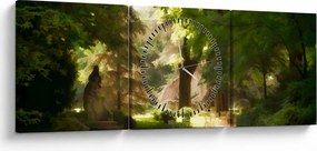 Tablou cu parc (cu ceas) (90x30 cm)