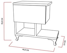 Noptieră CAST 46,8x46,8 cm albă