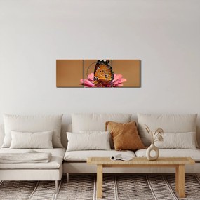 Tablou cu fluture pe floare (cu ceas) (90x30 cm)