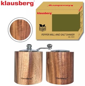 Set rasnitа pentru piper si solnita Klausberg KB 7859, Mecanism ceramic, lLemn de salcam, Maro