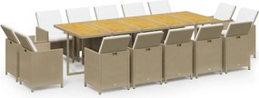 vidaXL Set mobilier de exterior cu perne, 15 piese, bej, poliratan