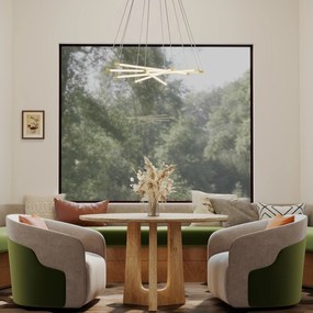 HOMCOM Lampă de tavan LED, 50 W, 5 tuburi de lumină ajustabile, reglabilă, corp de iluminat pentru living, sufragerie, bucătărie, Auriu+Alb | Aosom Romania