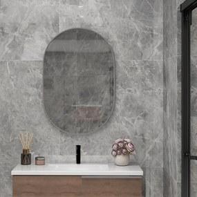 HOMCOM Oglindă Ovală pentru Baie, Oglindă Modernă de Perete cu Rama din Aluminiu și Montaj Vertical sau Orizontal, 60x90 cm, Argintiu | Aosom Romania