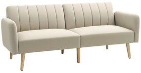 HOMCOM Canapea Extensibilă 2 Locuri Design Scandinavian Dossier Inclinabil 3 Poziții Picioare Lemn Aspect In Bej | Aosom Romania