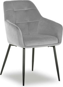 Scaun UGO NEW, gri deschis/negru, stofa catifelata/metal, 58x62x85 cm