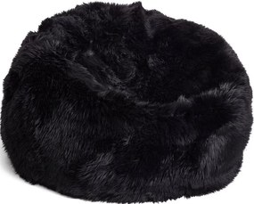 Pouf rotund din 100% blană naturală de oaie din Noua Zeelandă, cu fir lung, D74 × 73 cm, „Black M”