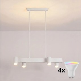 Brilagi - Lustra LED RGBW reglabilă pe cablu SELE 4xGU10/6,5W/230V albă